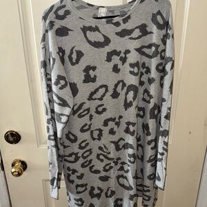 Gray Leopard Print Sweater